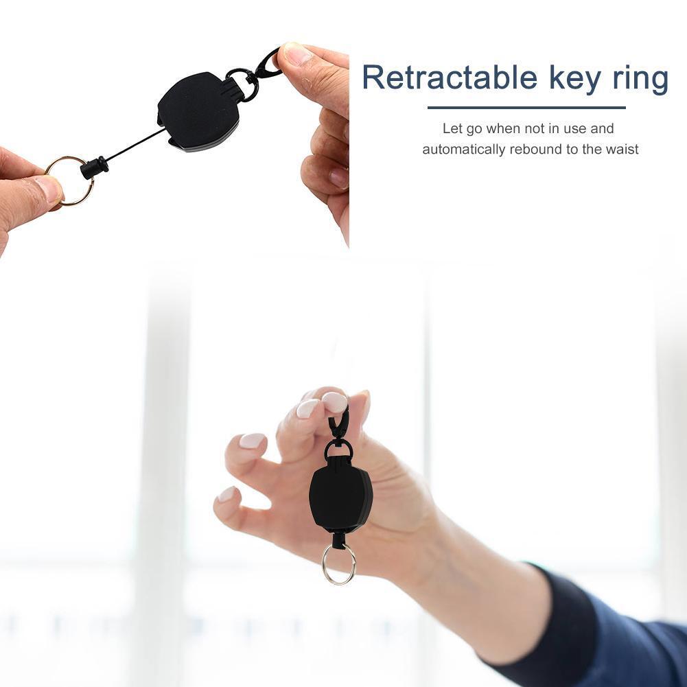 Resilience Steel Wire Elastic Keychain Recoil Retractable Key Ring (Square)