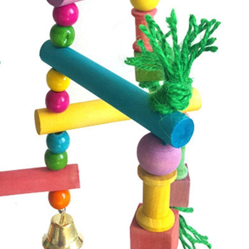 Bird Parrot Game Wooden Frame Climbing Hanging Ladder Swing Pet Grinding Perch