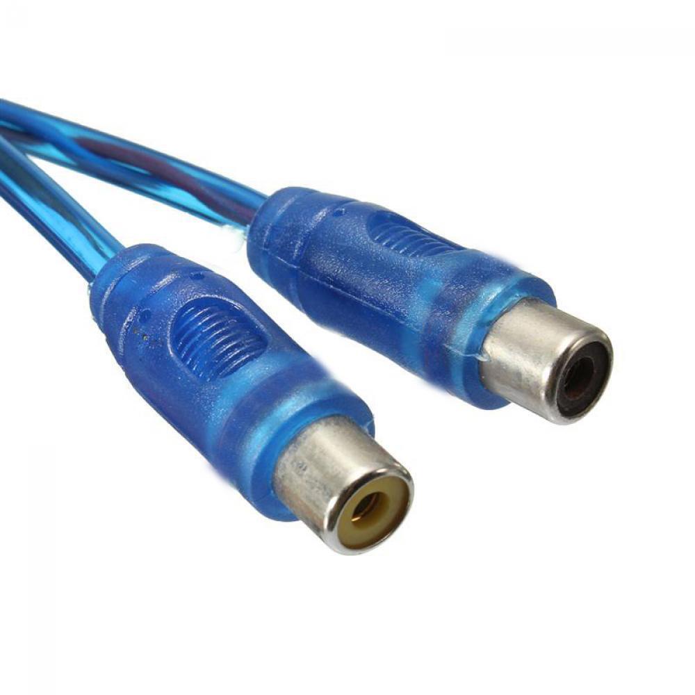 Blue Y Adapter Splitter Stereo Connector 1 RCA Male To 2 Female Audio Cable