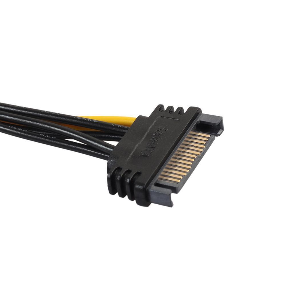 2pcs 15pin SATA to 6pin PCI-e PCI Express Adapter Cable for Video Card