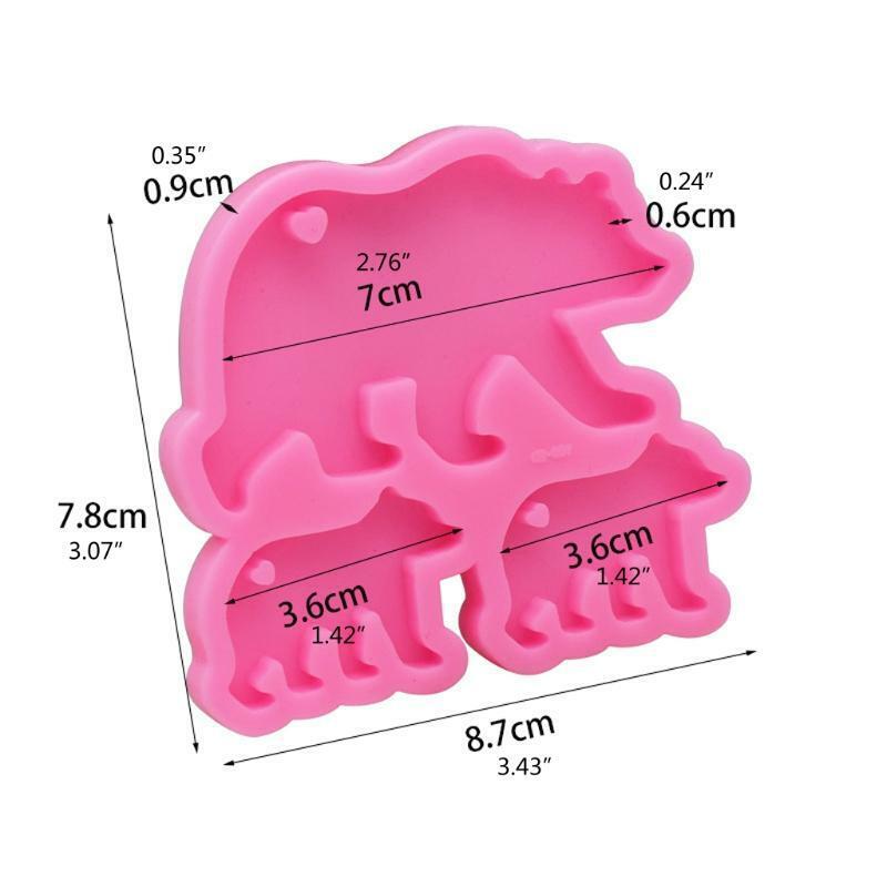 Walking Polar Bear Baby Mom Set Keychain Silicone Mold Bear Family Pendant Molds