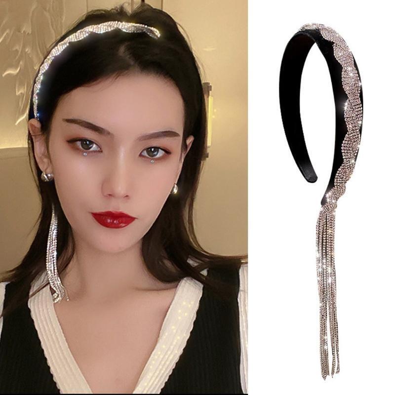 Simple Headband HairClip Rhinestone Tassel Hair Hoop Hairbands for Women