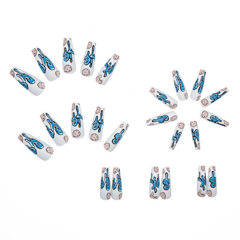 Graffiti Press on Nails Wearable Nail Tips Ballerina Medium Length Cookies