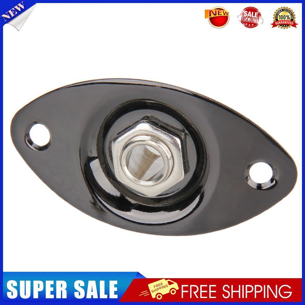Electric Bass Guitar Jack 1/4 Output Input Socket with Oval Plate (Black)