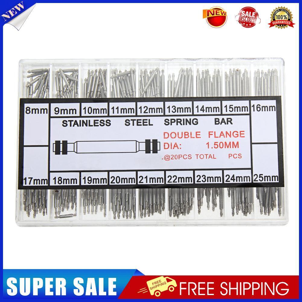 360pcs 8-25mm Watchband Stainless Steel Spring Bars Repair Strap Link Pins