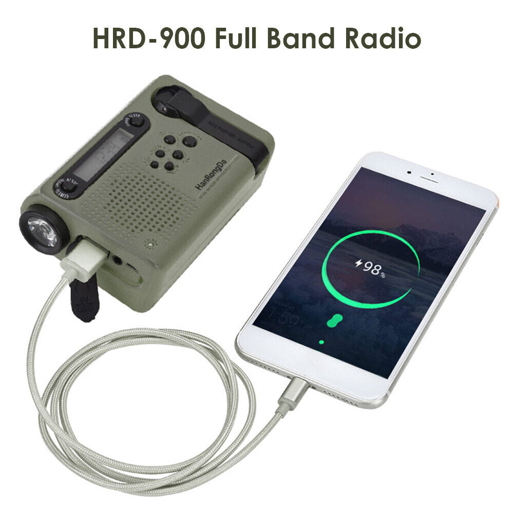Full Band Solar Powered AM/FM/SW Radio Emergency LED Flashlight Power Bank