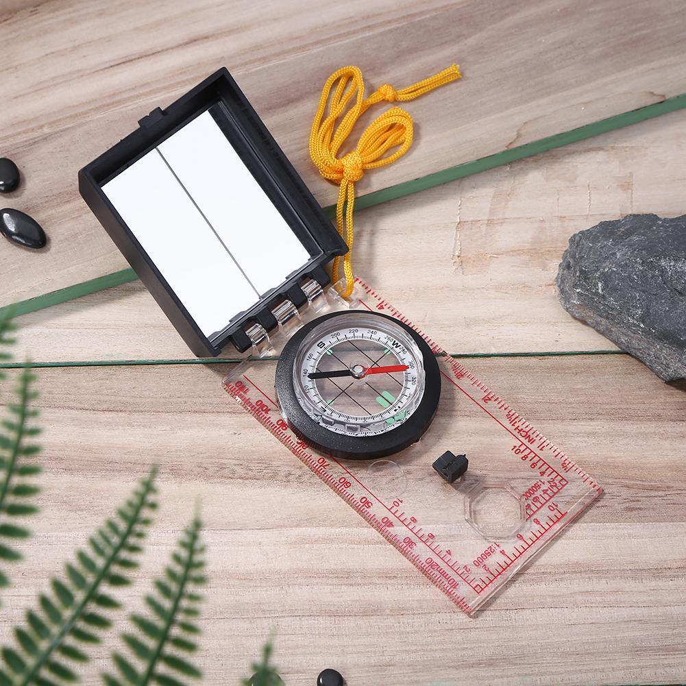 Portable Mapping Ruler Mirror Outdoor Survival Camping Hiking Compass Tool