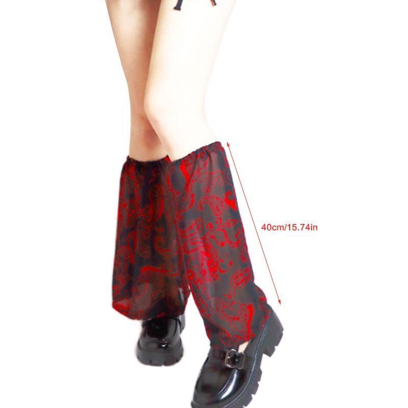 Women Gothic Baroque Thin Leg Warmers Lolita Paisley Foot Cover Knee High Socks