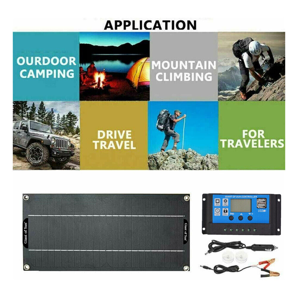 30W Solar Panel Kit 18V Battery 100A Charger Controller for Car RV Outdoor
