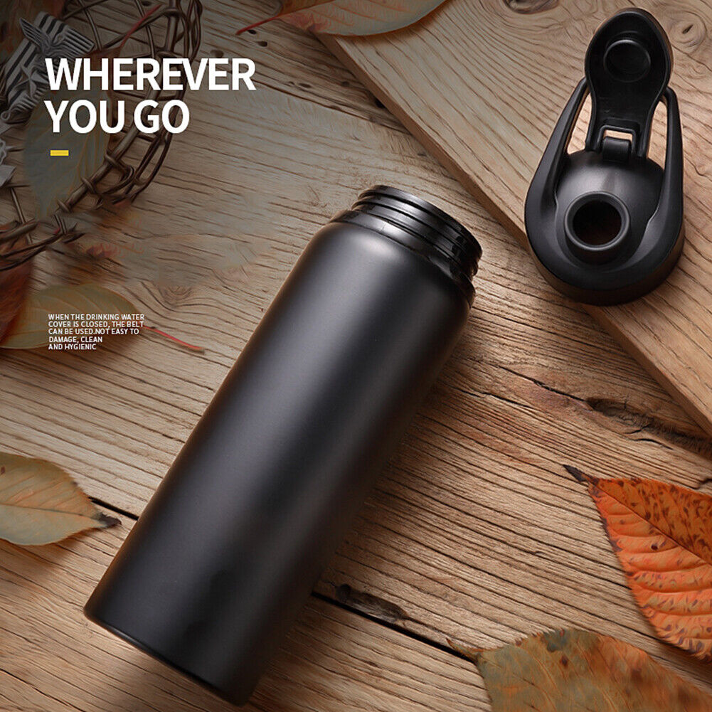 Stainless Steel Water Bottle Sports Travel Drinking Bottles Kettle Black