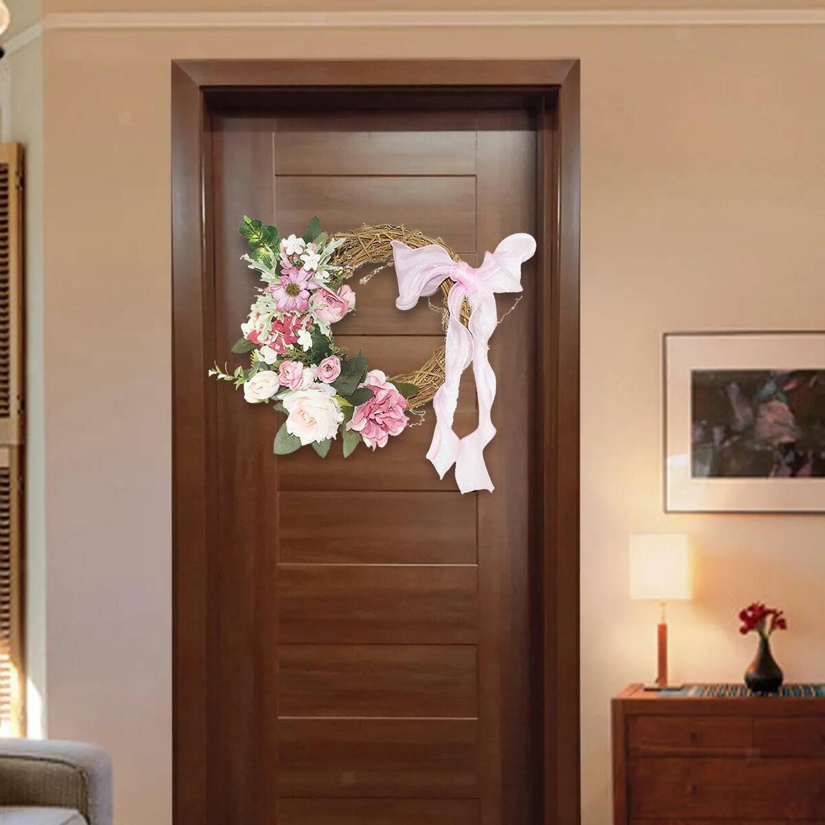 11" Flowers Wreath for Front  Farmhouse  Leaves window and wall Haning