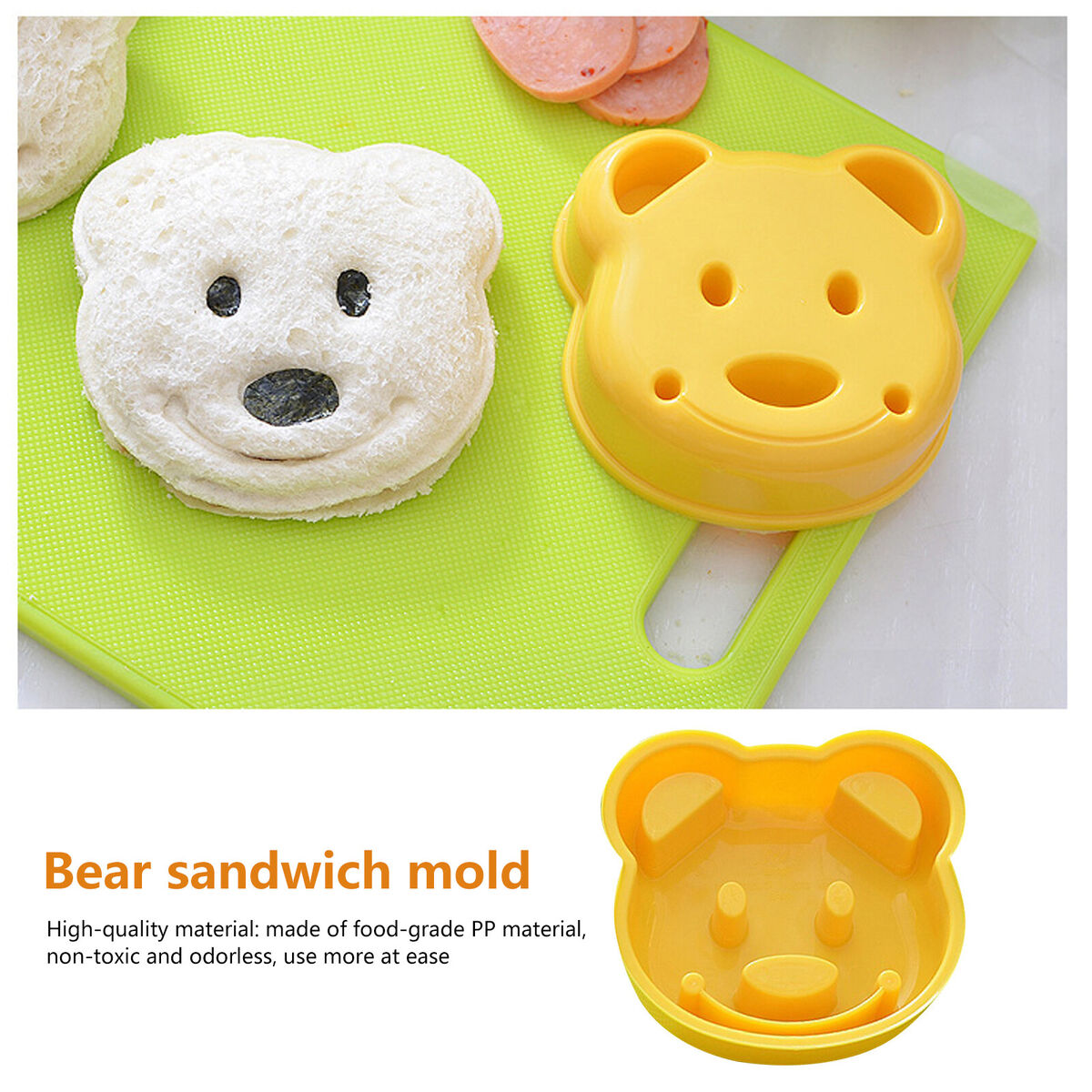 Sandwich Cutter - Cartoon Bear Shape Bread Sandwich Mold Cutters (Yellow)