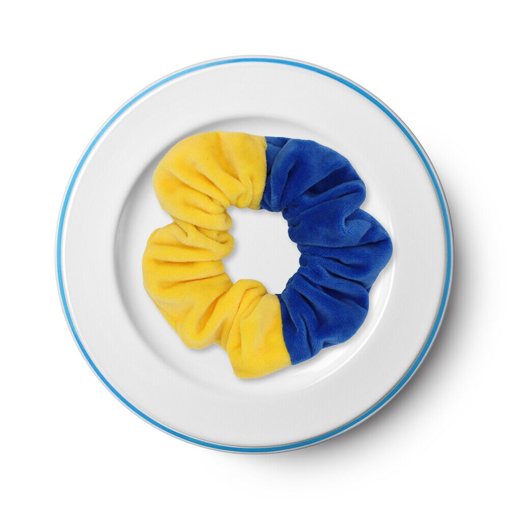 Korean Women Scrunchies Hairband Hit Color Elastic Hair Ties (Blue Yellow)