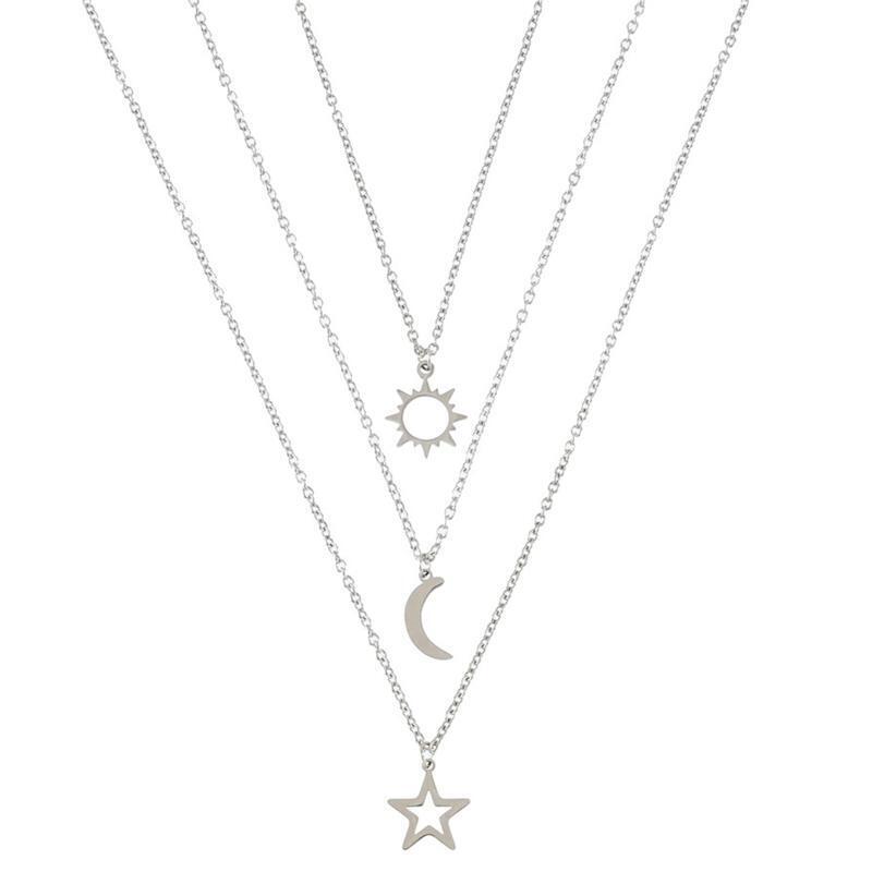 Stainless Steel Necklace Creative Good Friends Sun Moon Star Clavicle Necklace