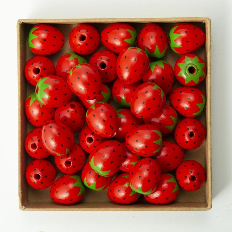 Strawberry Wood Beads Crafts Garland Autumn Tassel Ornament Seasonal Decorations