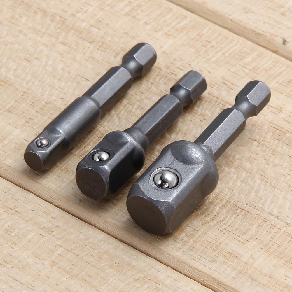 3pcs Sleeve Adapter Set Steel Square Head Ball Hex Shank Post Conversion