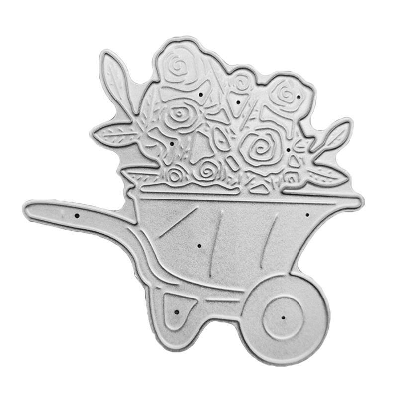 Spring Garden Roses Cart Metal Scrapbooking Cutting Dies Paper Greet Cards Decor