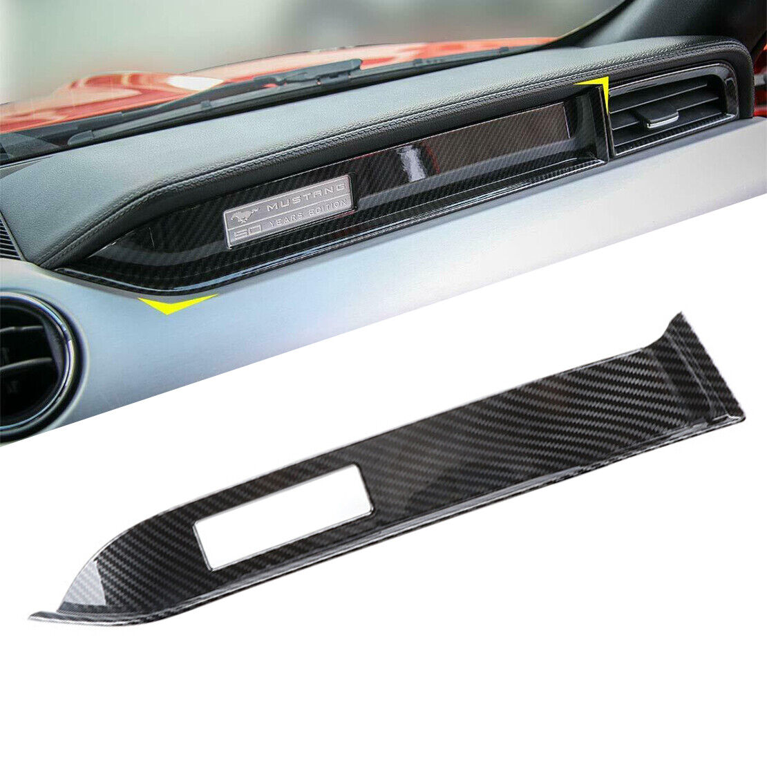 Carbon Fiber style Interior Co-pilot Dashboard Cover Fit For Ford Mustang 15-19