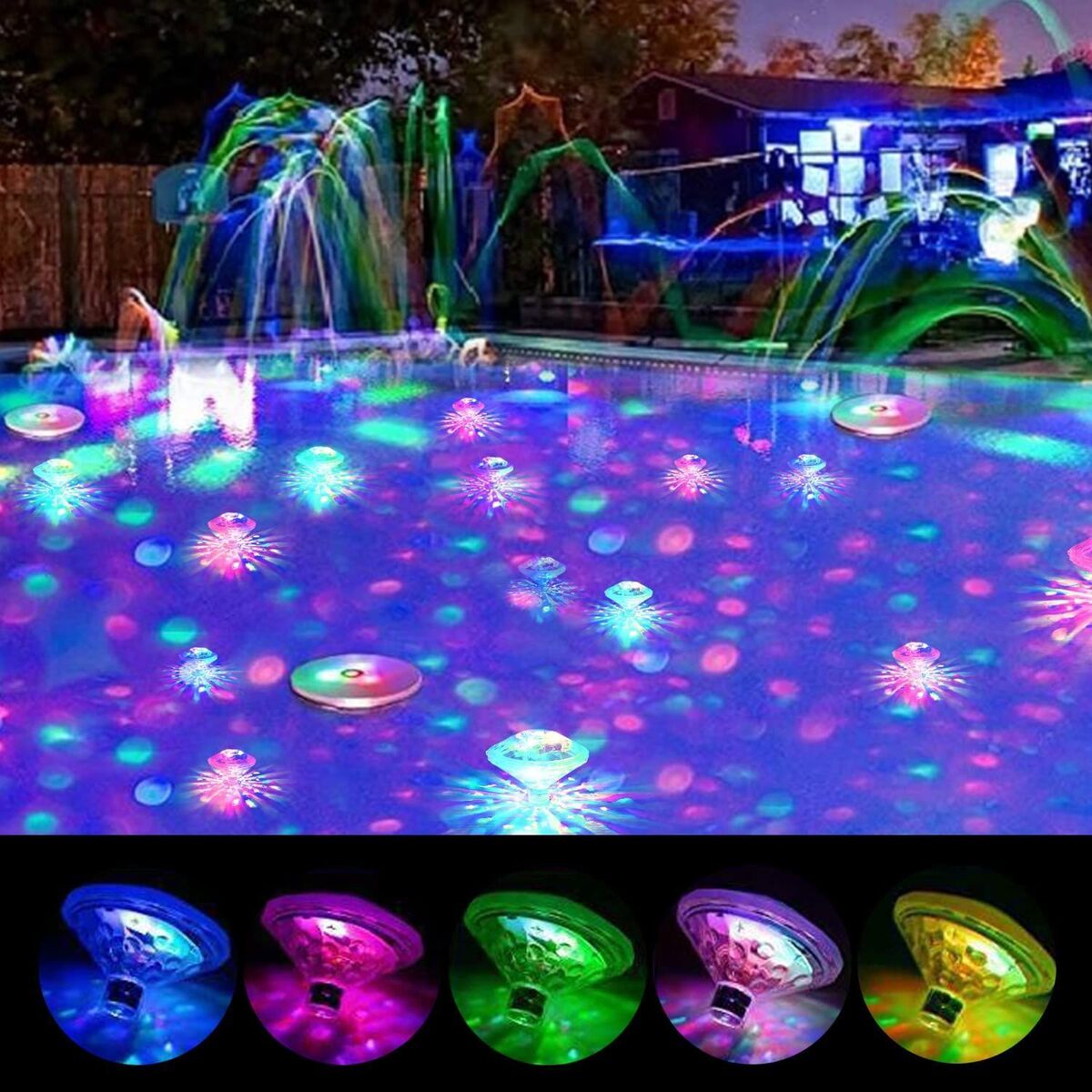 Floating Pool Lights LED Color Changing Diamond Shape Swimming Pool Lights