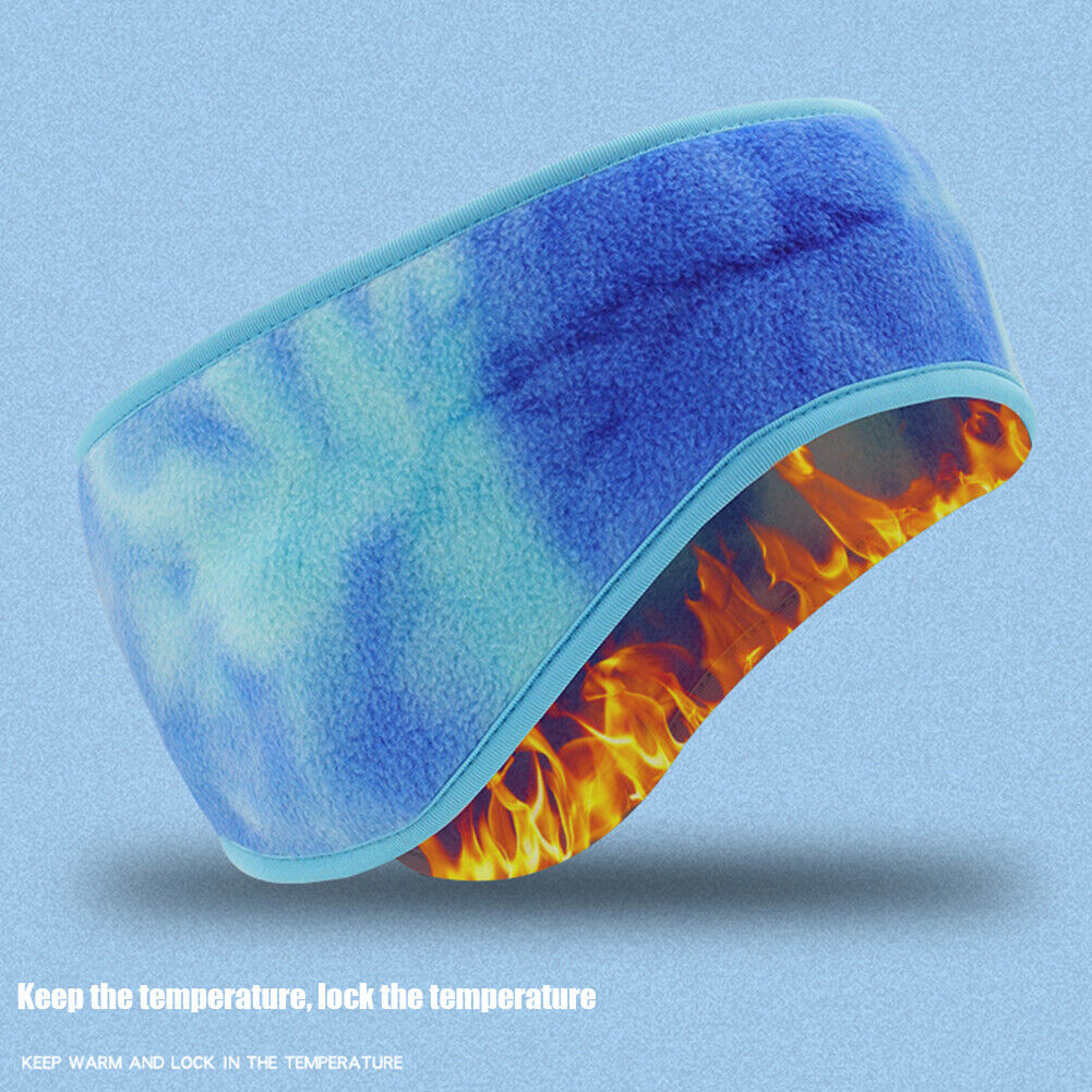 Sports Headband Tie Dye Windproof Fleece Bike Earmuff Hair Band (Sky Blue)