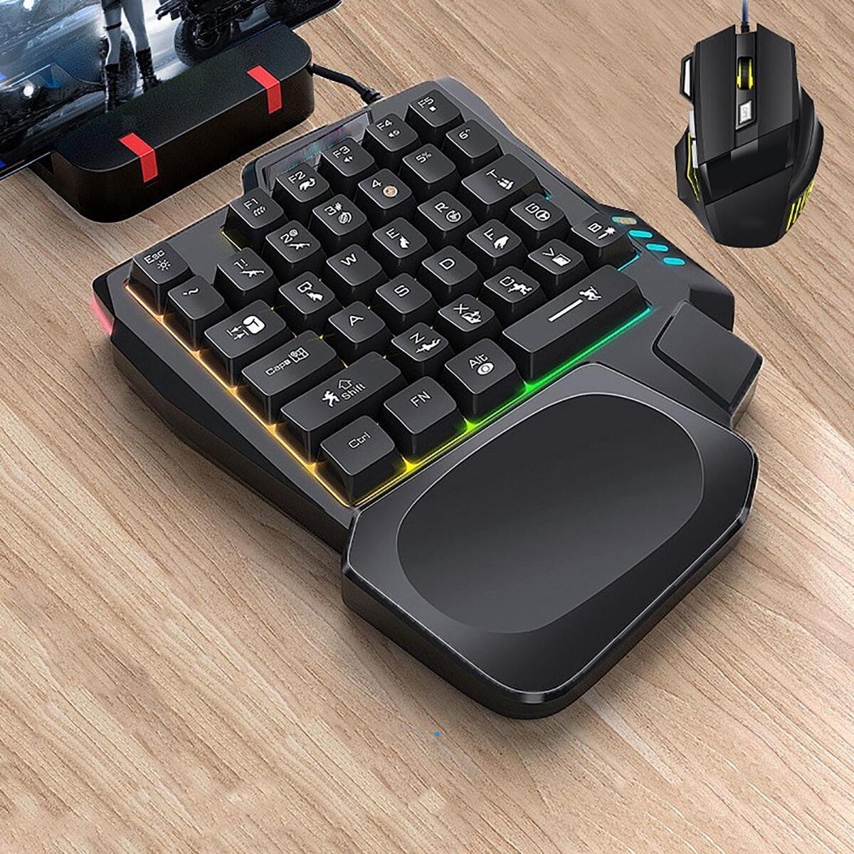 Gaming Keypad RGB Backlit Small One-Handed 35-Key Portable for Video Gaming