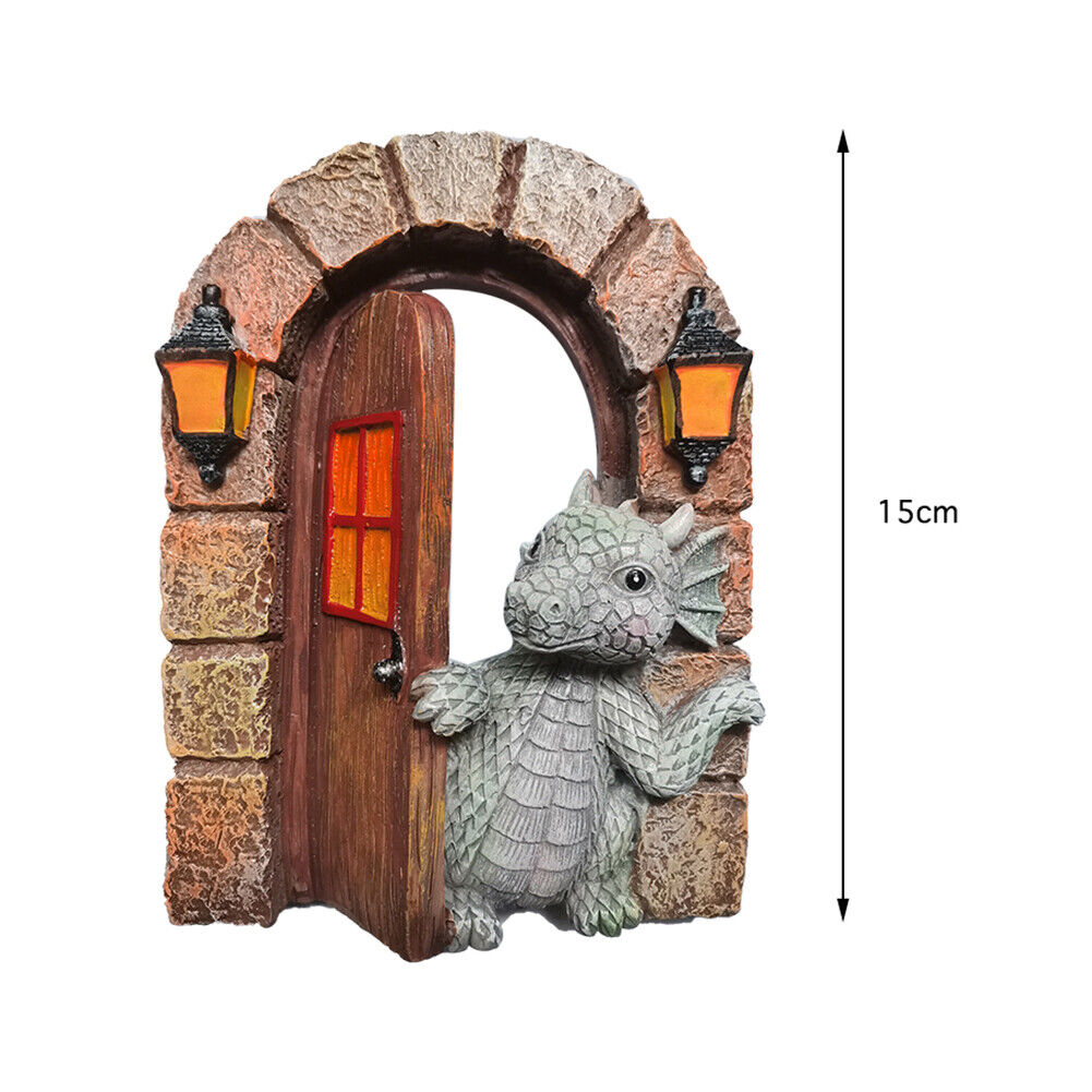 Dinosaur Climbing Windows Sculpture Garden Dragon Opening Door Statue (B)