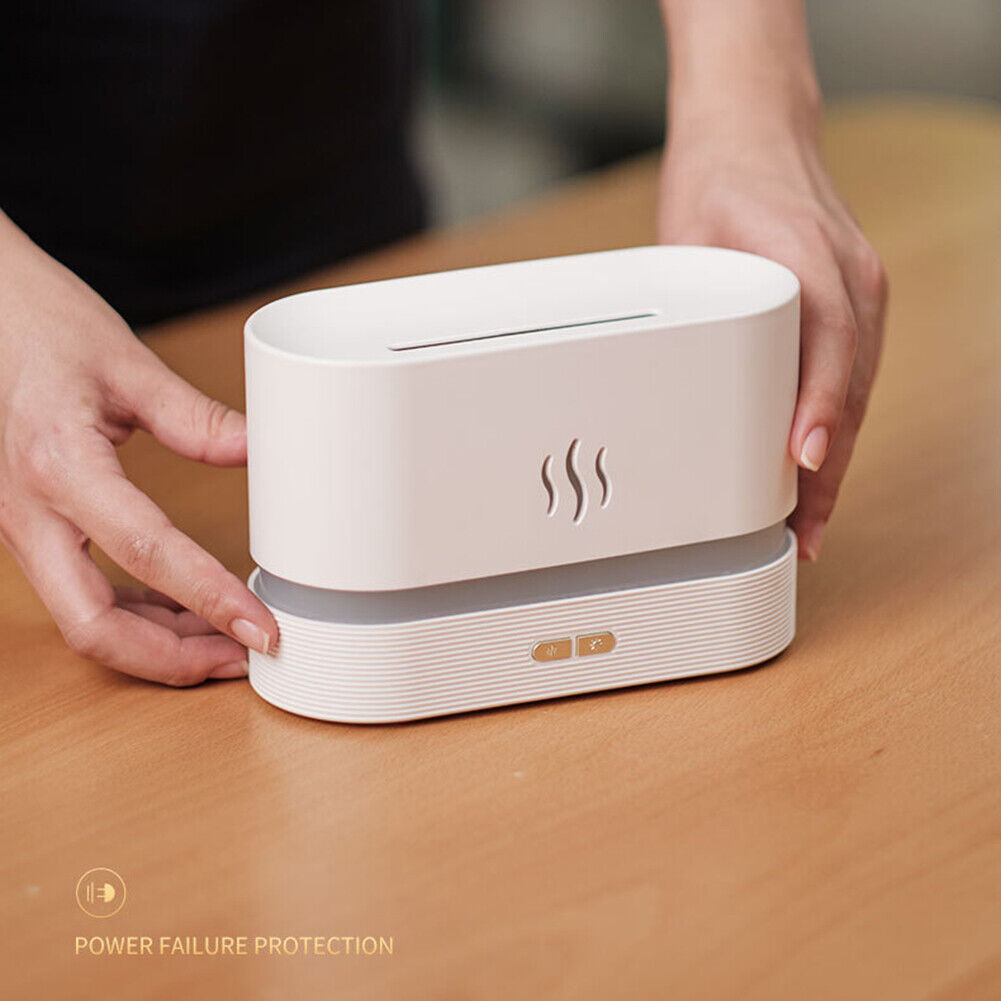 Portable Mute Flame Light Humidifier Aroma Diffuser for Home Office (White)