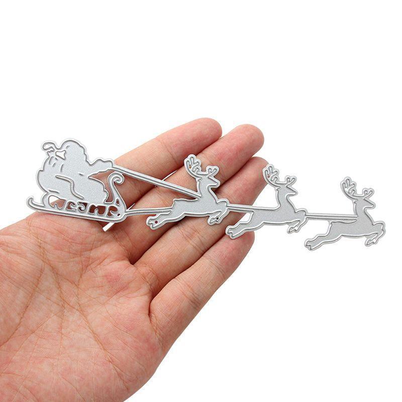 Merry Christmas Metal Cutting Die Deer Sleigh Die Cuts Embossing Mould Template