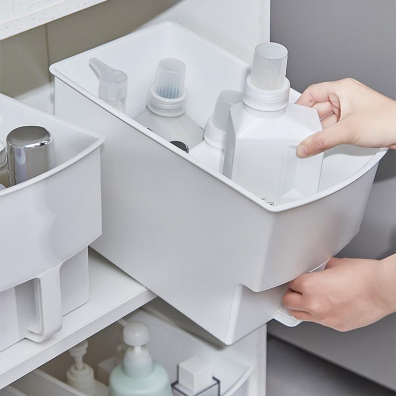 Storage Box with Handle Desktop Plastic Organizer Large Mouth Container