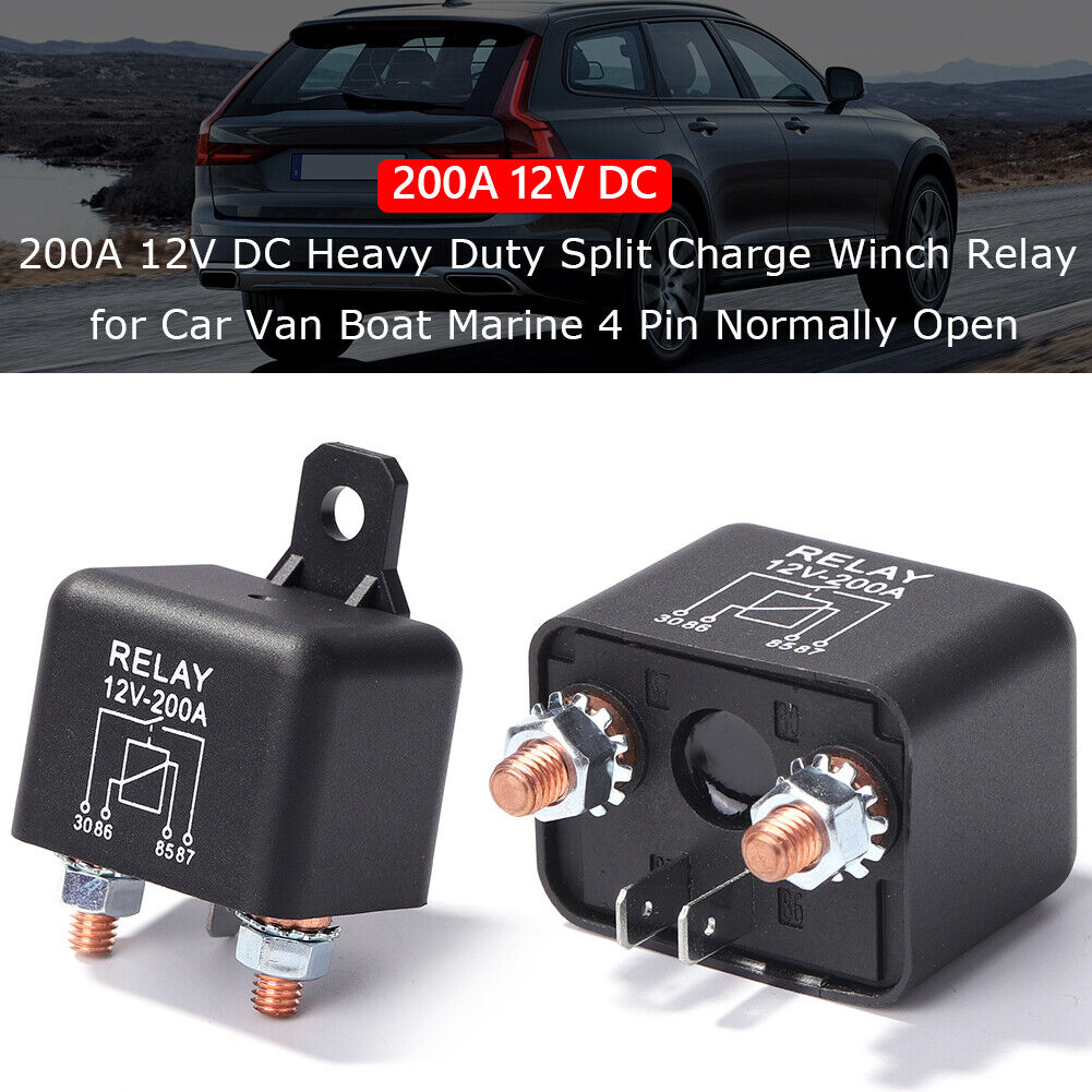 200A 12V DC Split Charge Winch Relay for Car Van Boat 4 Pin Normally Open