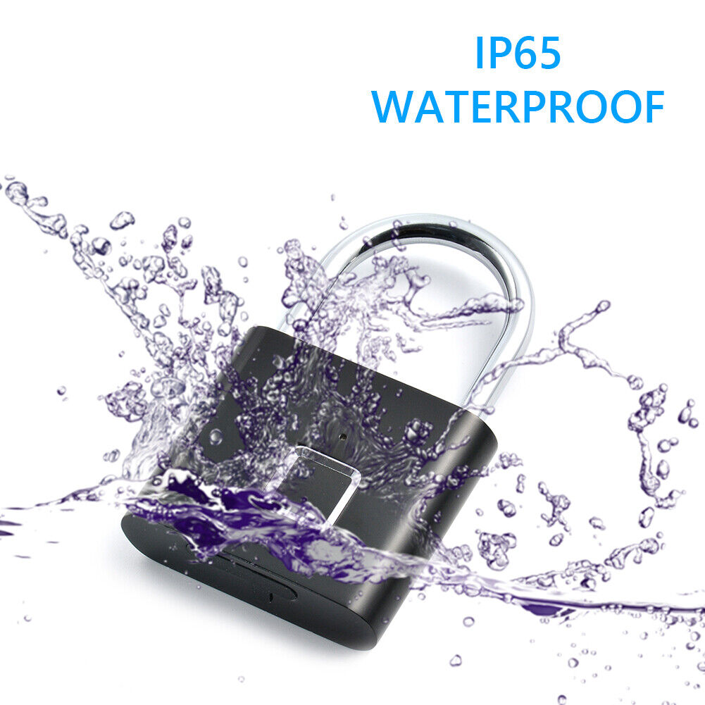 O10 Waterproof Smart Fingerprint Door Lock 0.5sec Unlock Padlock (Black)