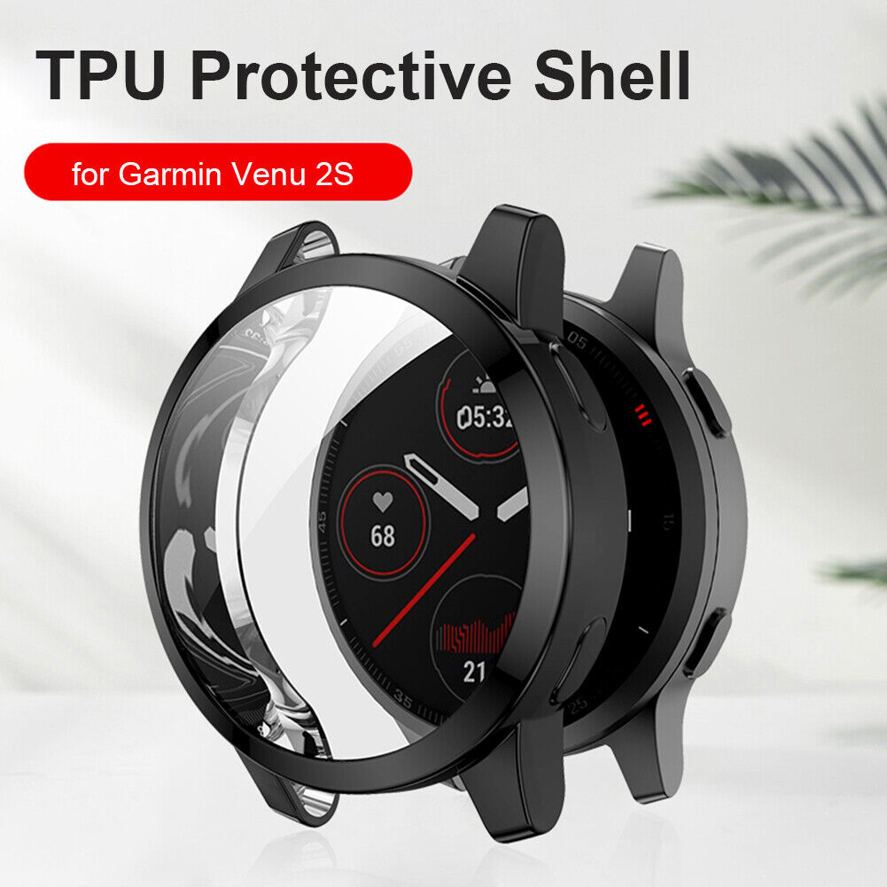 Watch Cover for Garmin Venu 2S/Vivoactive 4S TPU Protective Case (Black)