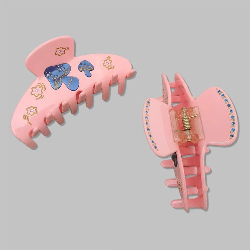 Women Girls Hair Claw Clips with Cartoon Mushroom Decors Women Hair Jaw Clamp