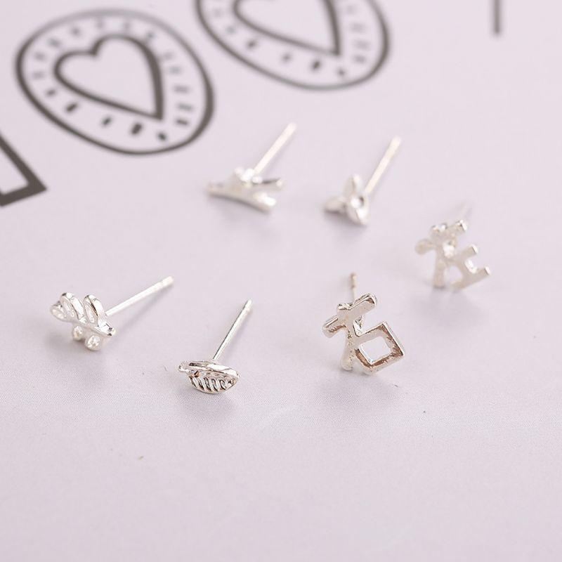 12 Pairs Mixed Women Star Heart Moon Crystal Rainbow Stud Earrings Kit Jewelry