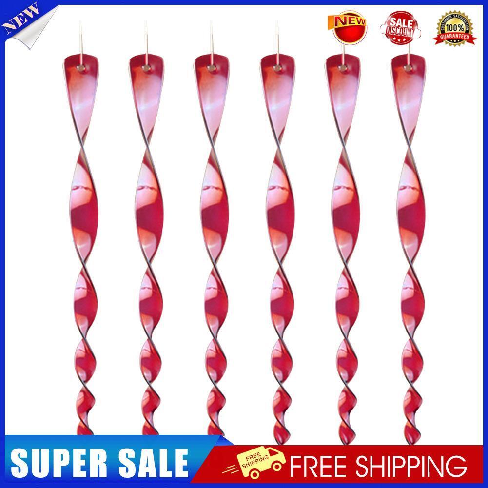6pcs Bird Repellent Stick Reflective Spiral Deterrent Garden Decor (Red)