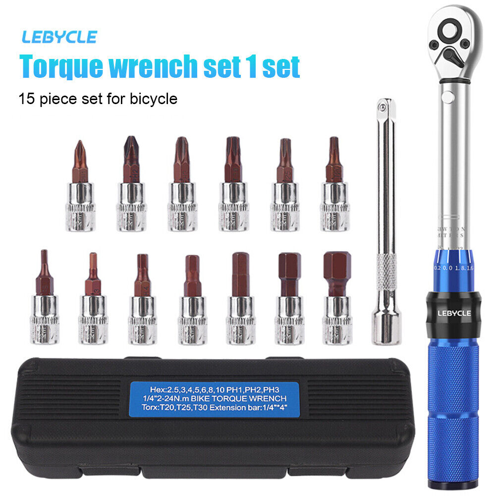 LEBYCLE 2-24Nm MTB Bike Allen Key Ratchet Torque Wrench Set Repair Tools