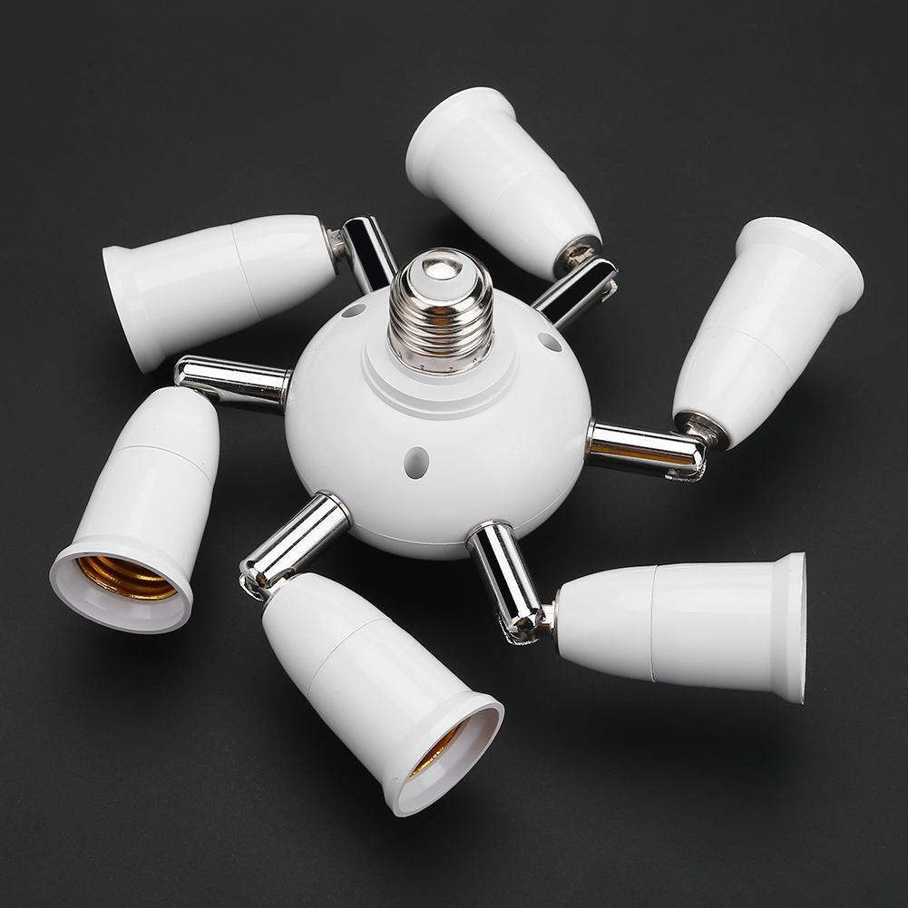 Adjustable E27 Splitter 7 Heads Lamp Base LED Bulb Adapter Holder Socket