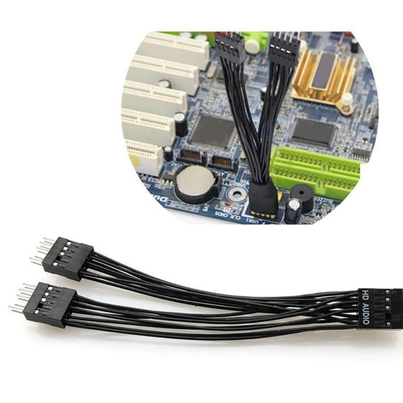 Audio Y Splitter Cable 9Pin Female to 2 Male for PC Motherboard Extension Cable