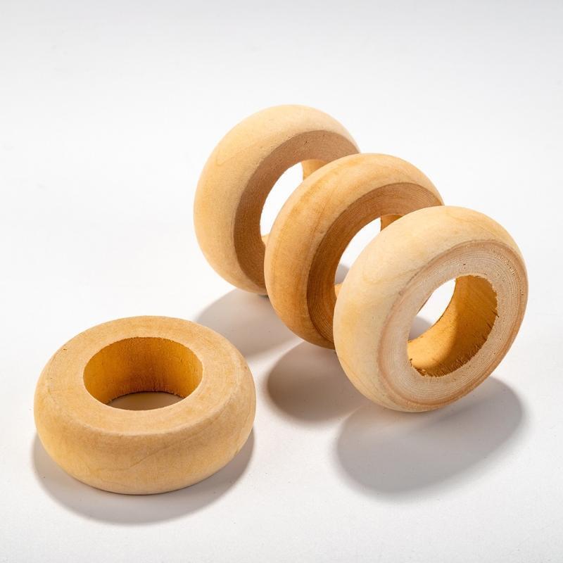 10 Pcs Natural Wooden Serviette Holders Napkin Rings Set Round Serviette Rings