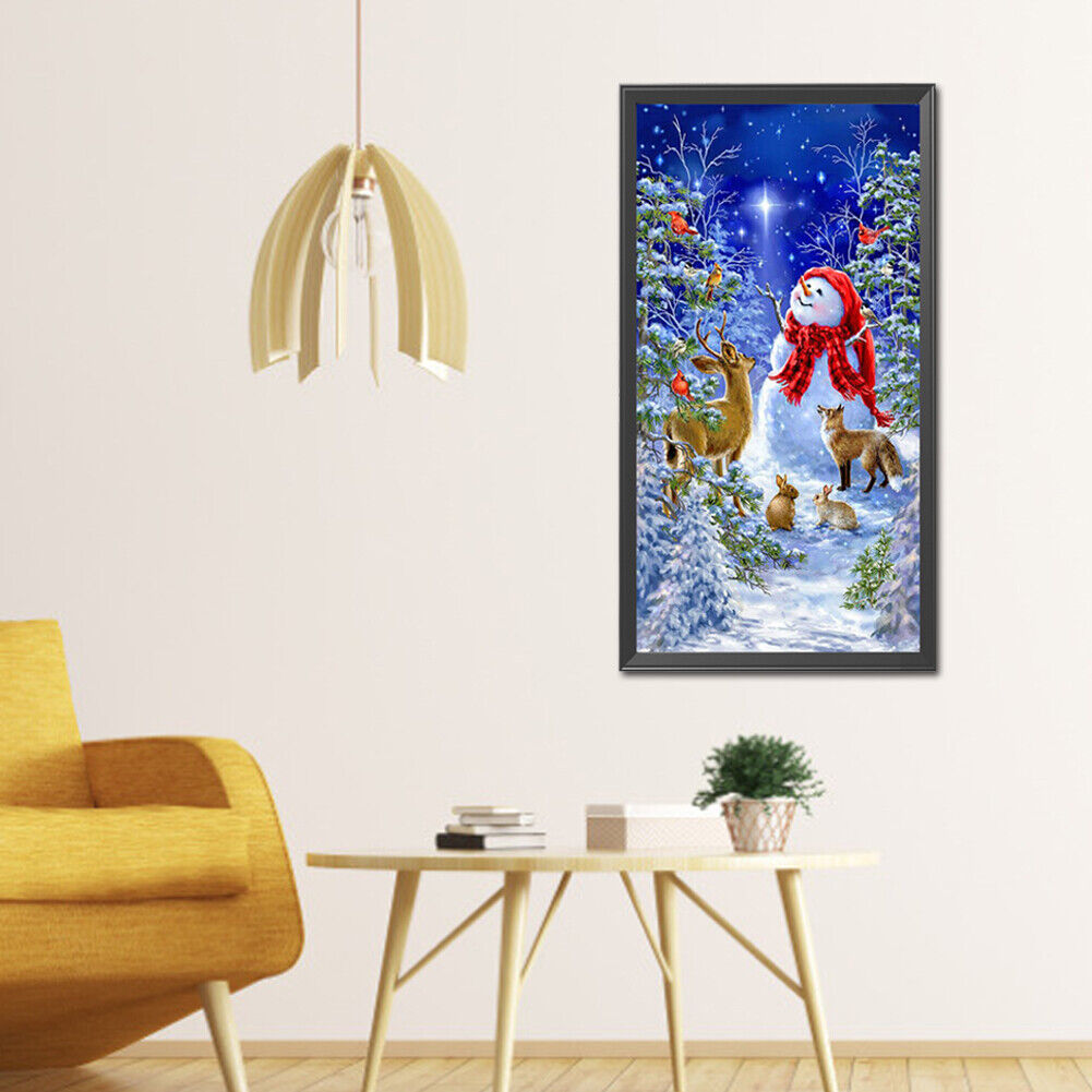 DIY Full Square Drill Diamond Painting Snowman Elk Mosaic Rhinestone Draw