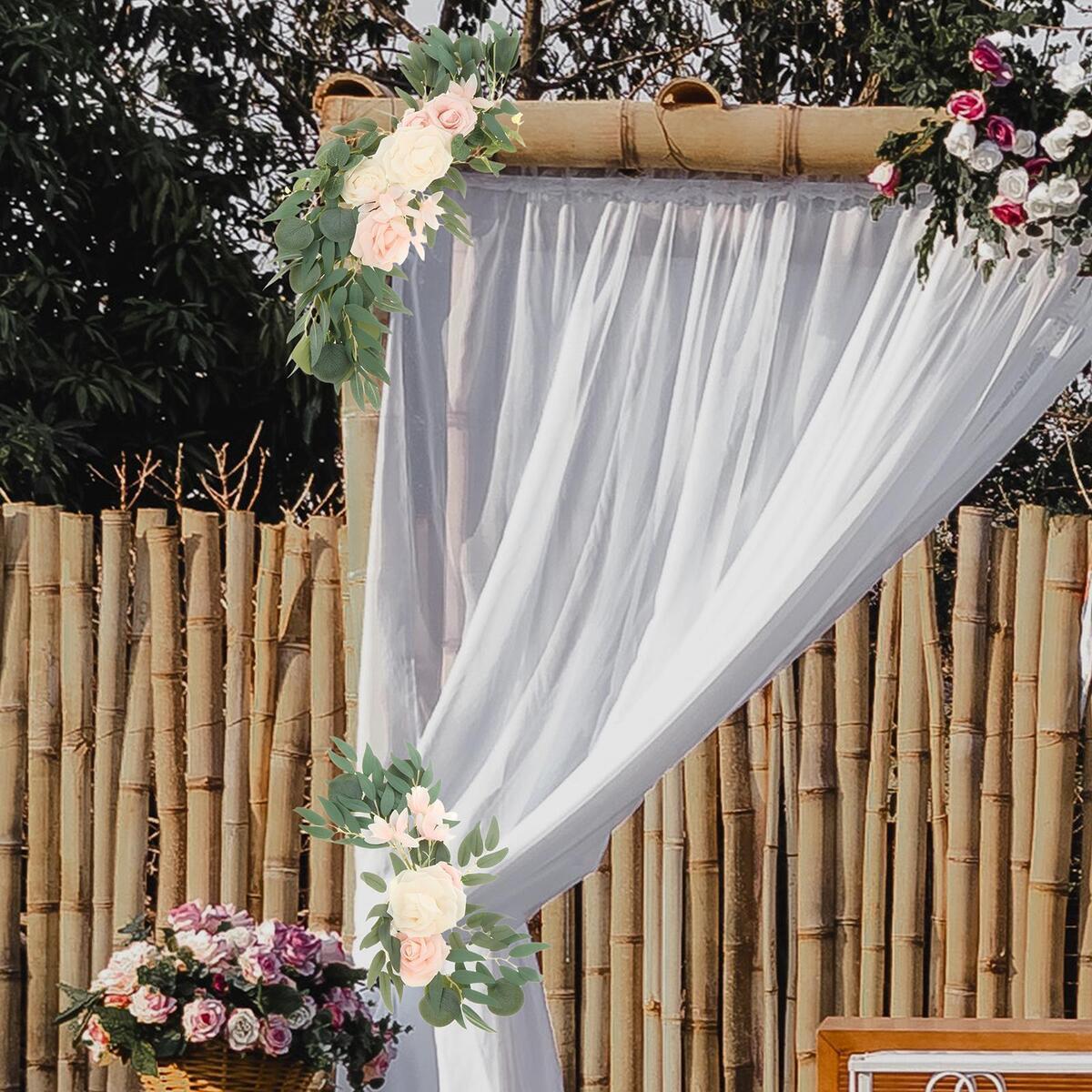 4pcs Silk Wedding Arch Flowers Floral Arrangement Hanging for Wedding Decor