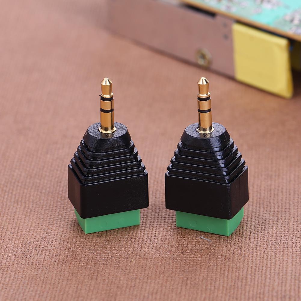 2pcs 3.5mm to Dual Channel Terminal Audio Male Plug Connectors Adapters
