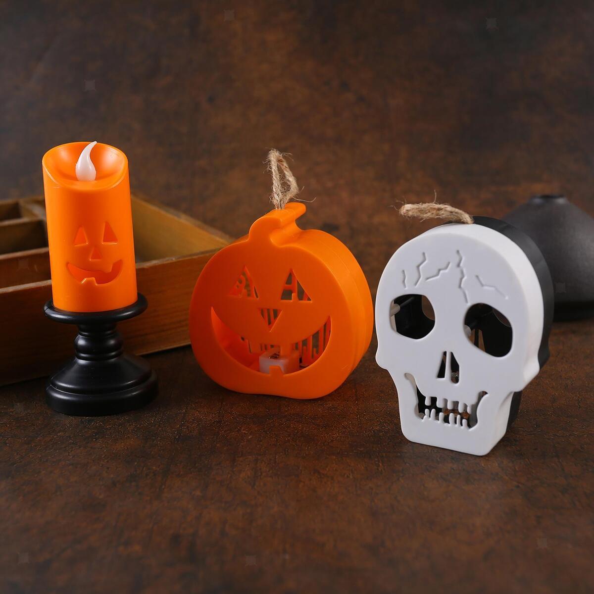 3x LED Colorful Candlestick Halloween Festival Thanksgiving Home Decoration