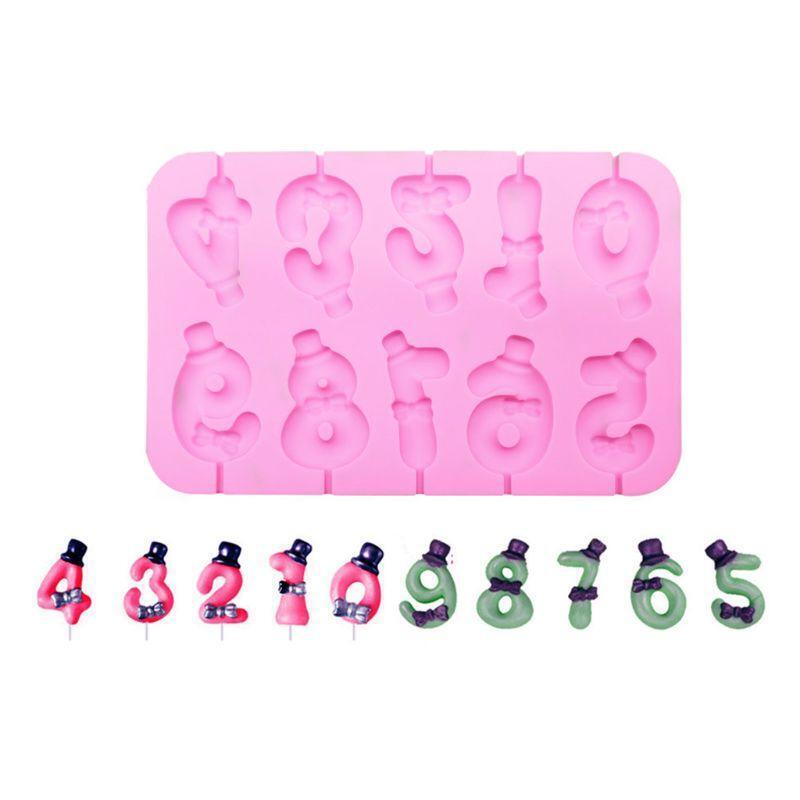 2pcs/set 0-9 Numbers Silicone Lollipop Cookie Mold Chocolate Cake Decorating DIY