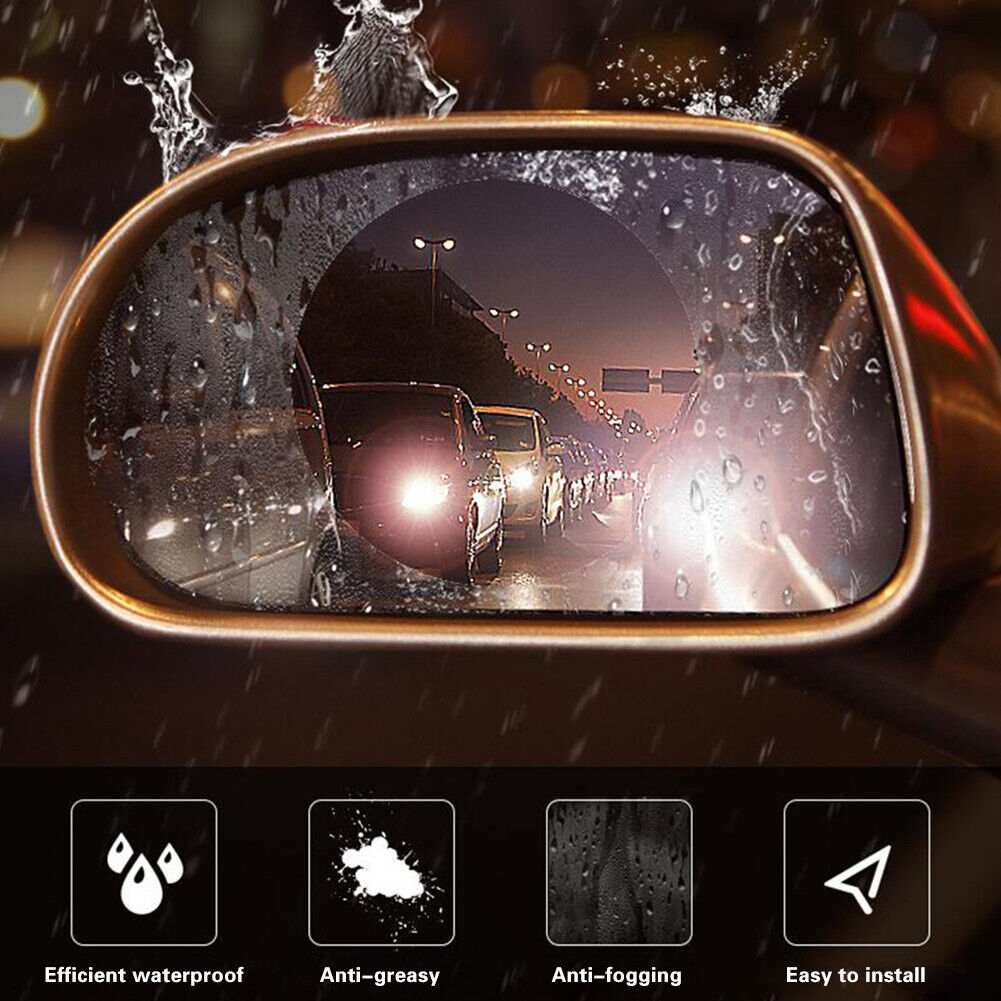 2x Motorcycle Mirror Anti Fog Dazzle Waterproof Rainproof Films (95x95mm)