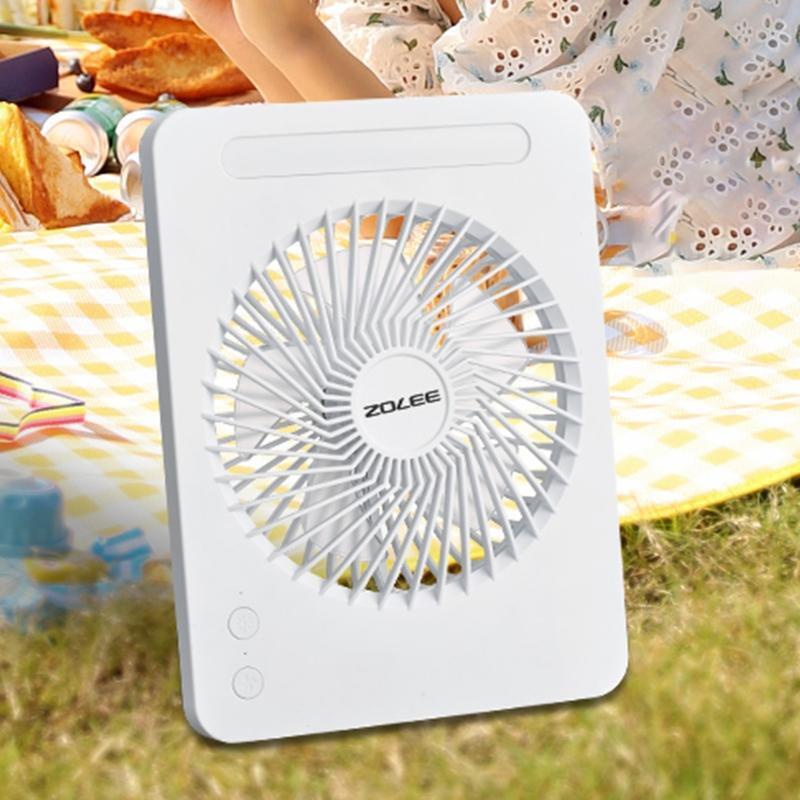 USB Rechargeable Portable Fan with LED Lamp 3 Speed 2400mAh Electric Fan