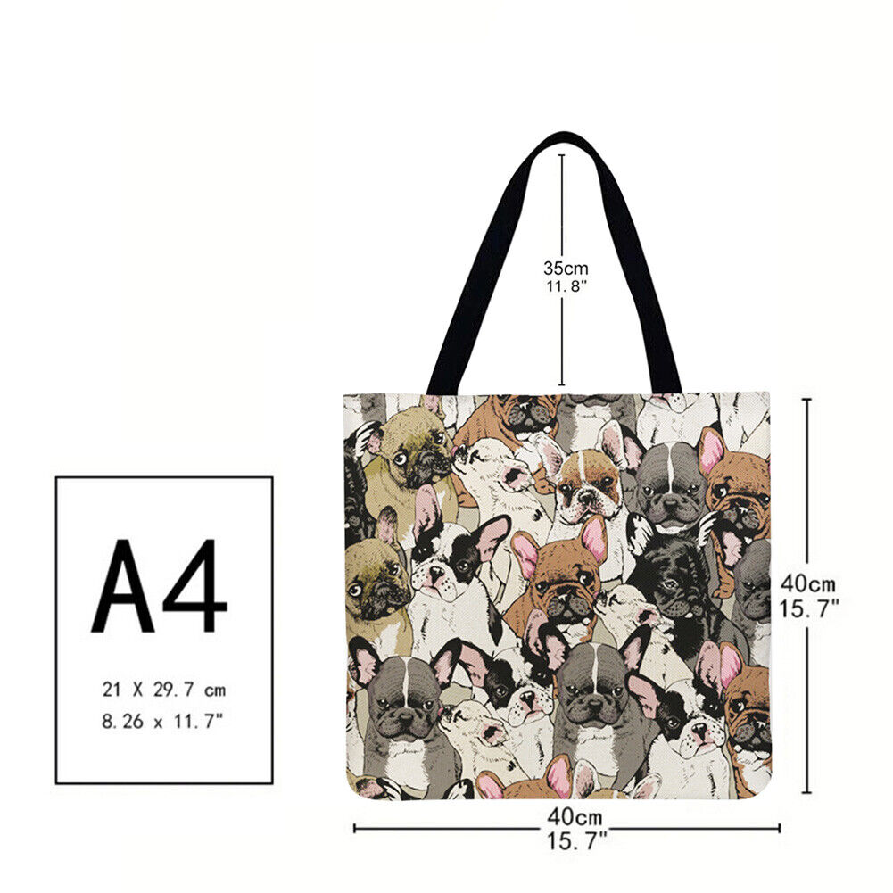 Dogs Printed Shoulder Shopping Bag Casual Large Tote Handbag (40*40cm)