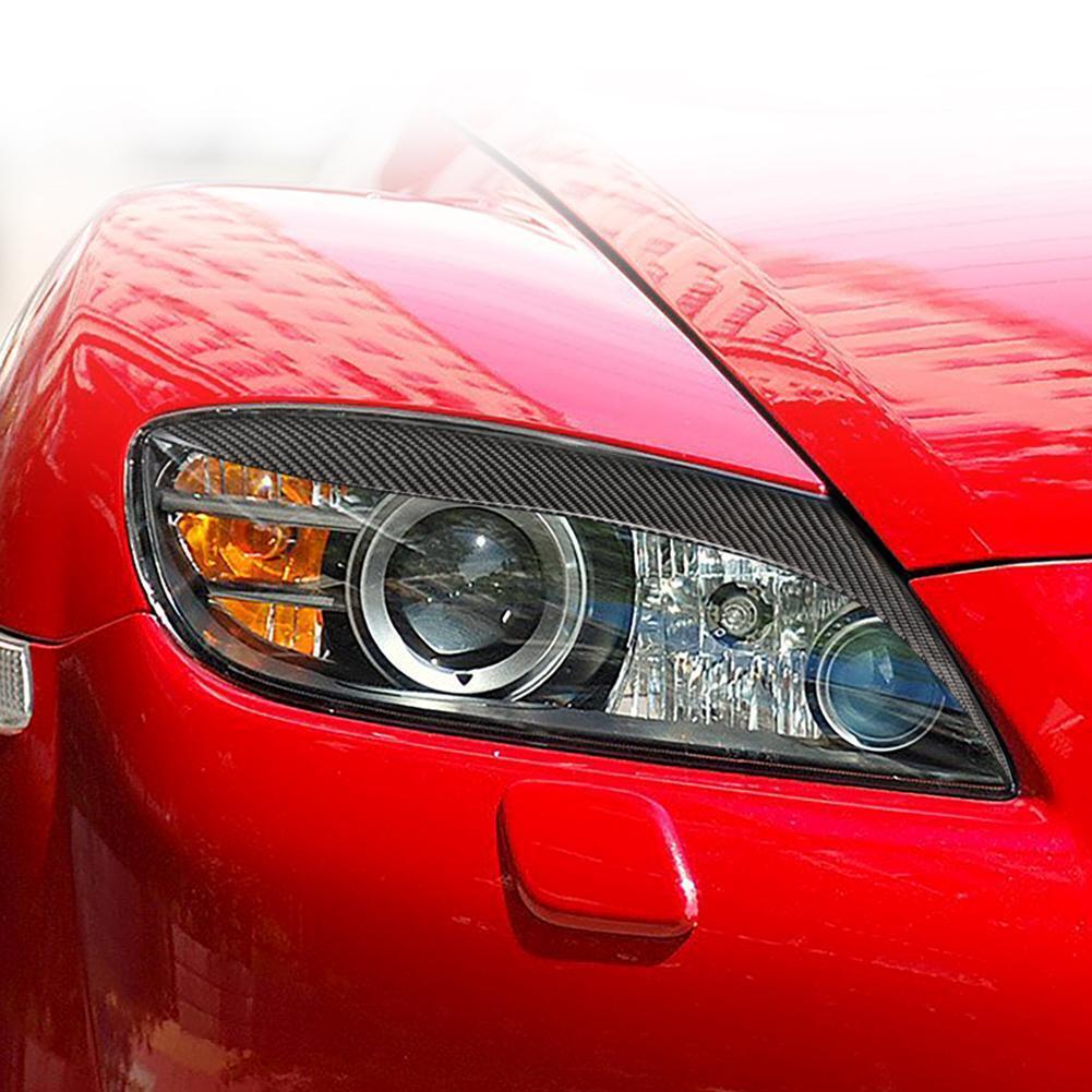 2x Carbon Fiber Car Headlight Eyebrows Eyelids for Mazda RX-8 RX8 2004-2008