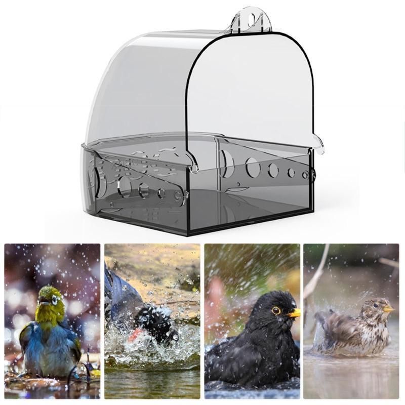 Hanging Bird Bath Cage Pet Cleaning Cage Accessories Plastic Box Parrot Bathing