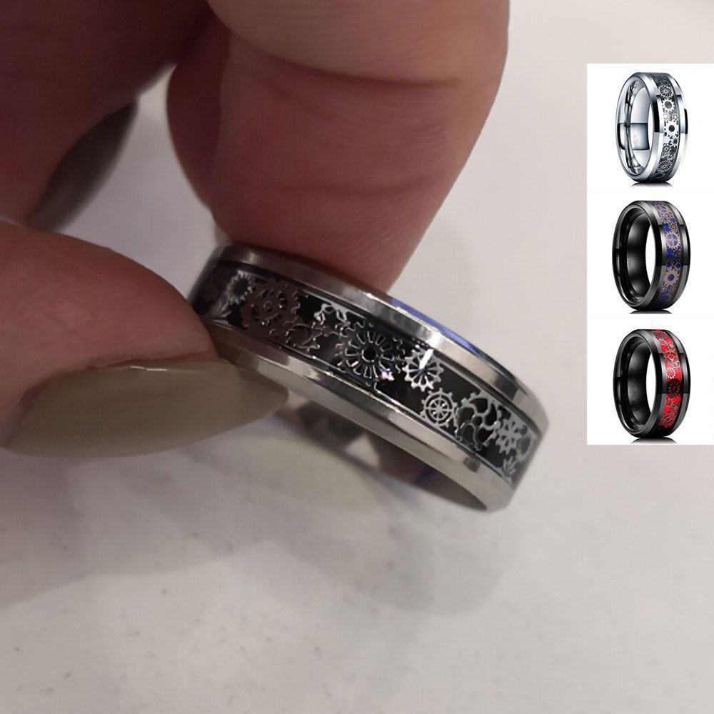 Single Fashion Men And Women's Universal Stainless Steel Gear Shape Ring